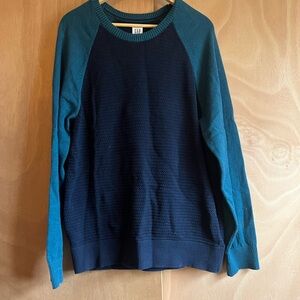 GAP Men's Teal and Navy Sweater